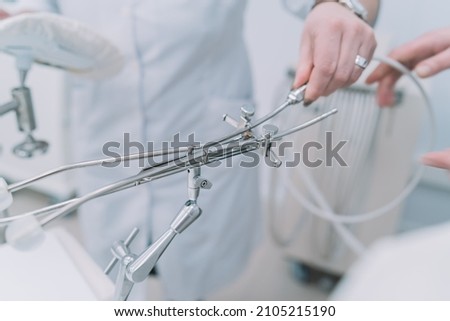 medical equipment in a white cabinet on a light background
