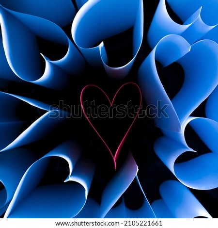 Love hearts on a black background Pictured from above. 3d background