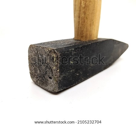old hammer on white background closeup photo