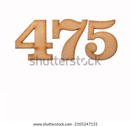 Number 475 - Piece of wood isolated on white background Royalty-Free Stock Photo #2105247131