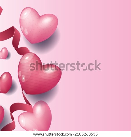 Paper elements in shape of heart flying on background. Vector symbols of love for Happy Women's, Mother's, Valentine's Day, birthday greeting card design.
