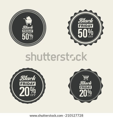 Abstract black friday labels on a white background