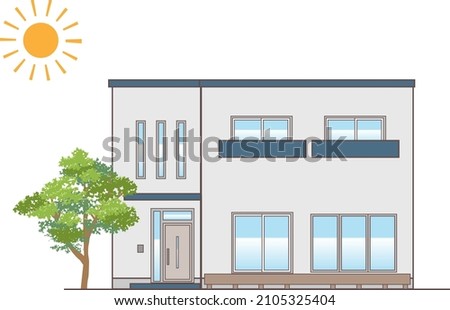 Simple modern flat roof house vector illustration