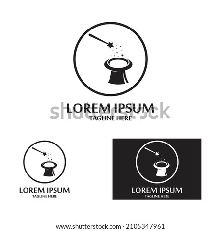 magician's hat and magic wand icon logo vector