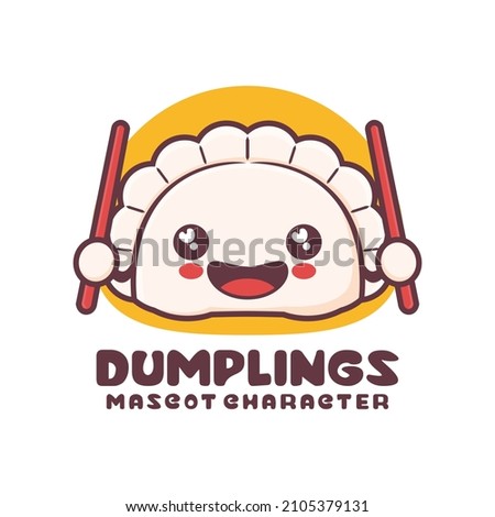 cute dumplings cartoon mascot, suitable for, logos, prints, stickers, etc, isolated on a white background.
