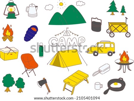 Camping and outdoor icon illustration set