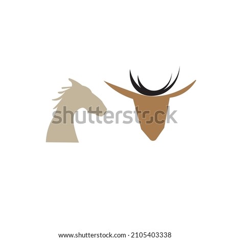 horse and deer minimalist logo or clip art