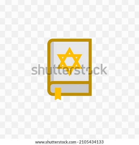 Vector illustration of judaism star of david book in gold colors and transparent background(png).