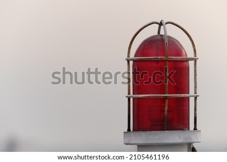 rooftop lamp red signal lamp obstruction light Royalty-Free Stock Photo #2105461196