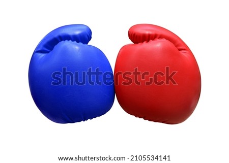 Boxing glove red and Boxing glove blue fighter isolated on white background. This has clipping path.