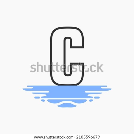 Letter c and Puddle Water Logo Template Design Vector, Emblem, Design Concept, Creative Symbol, Icon