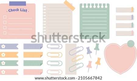 Cute Planner Sticker Organizer Tag, Memo Vector Set for Planner and Weekly Label Electronic Journal Royalty-Free Stock Photo #2105667842