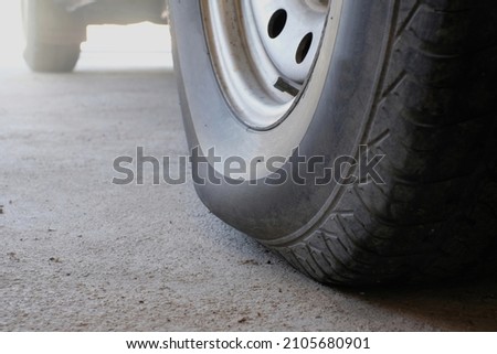 Tire swelling due to expiration Royalty-Free Stock Photo #2105680901
