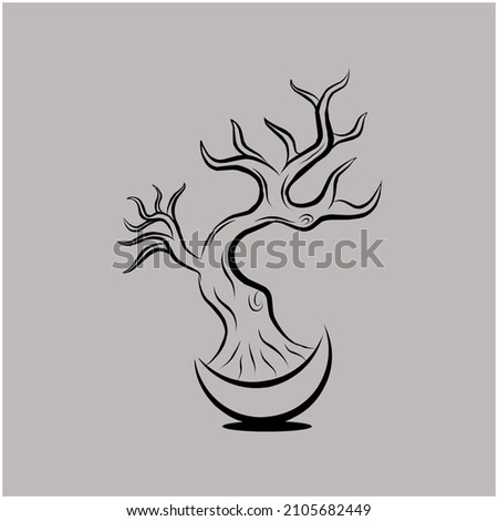 bonsai wood plant vector illustration