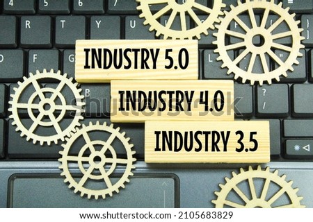 industry 3.5 globalization, industry 4.0 digitalization and industry 5.0 personalization. current industry concepts Royalty-Free Stock Photo #2105683829