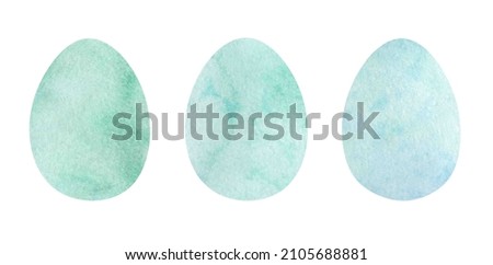 Easter eggs watercolor set. Easter clipart in blue colors. Happy Easter