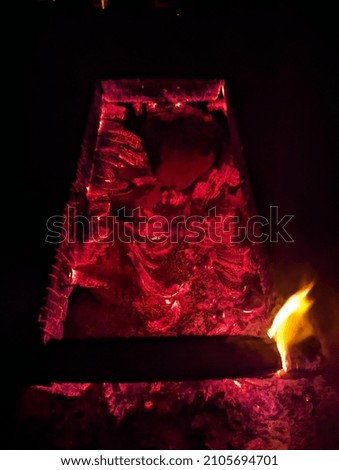 Picture frame in flames. Fire