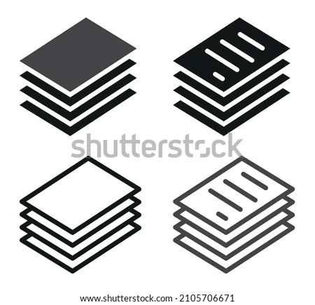 Set of paper document icons, contract documents pile symbols. Stacked of financial documents, blank paper. Stack of documents, business. Vector illustration. Royalty-Free Stock Photo #2105706671
