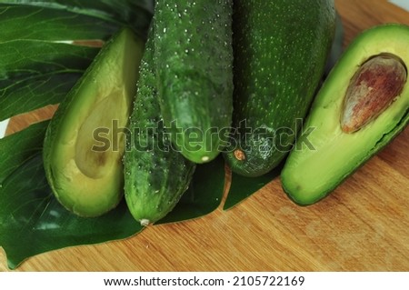 Green vitamin vegetables for low calorie salad . High quality photo