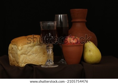 Still life Beautiful Pot with Bread 