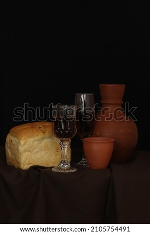 Still life Beautiful Pot with Bread 