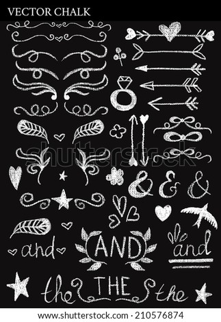 Chalk Decorative Design Elements  for wedding invitations, save the date cards and other designs.