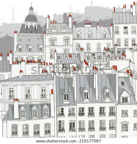 Roofs of Paris - Vector illustration