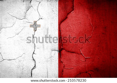 flag of malta painted on cracked wall
