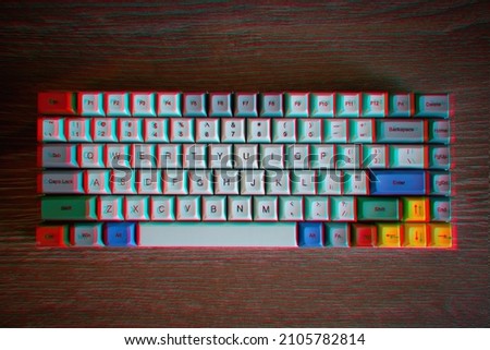 Chromatic aberration computer keyboard background Royalty-Free Stock Photo #2105782814