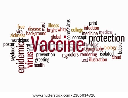 Word Cloud with VACCINE concept, isolated on a white background.
