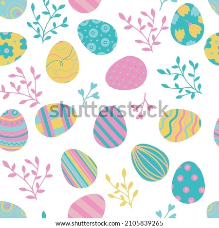 Easter pattern with colourful eggs.