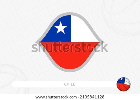 Chile flag for basketball competition on gray basketball background. Sports vector illustration.
