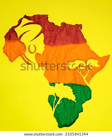 colorful background in yellow, red and green for black history month Royalty-Free Stock Photo #2105841344