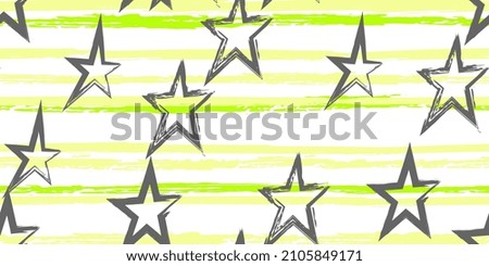 Grunge stripes with painted stars. Simpless. Fashion watercolor striped design. Hand drawn lines in a watercolor style. Fabric, textile design, wrapper, cover.