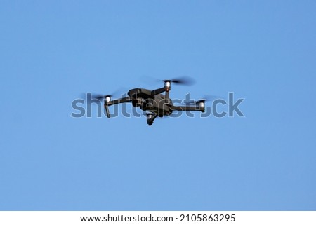 Drone flying. Aerial photo and videography. Unmanned air vehicle UAV.
