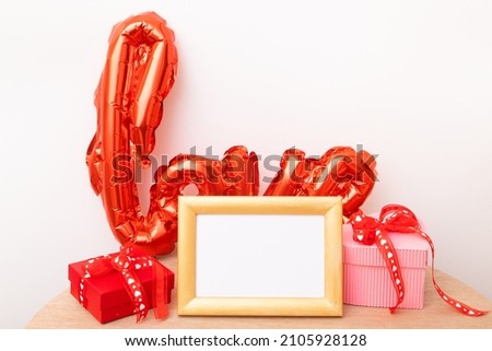 Mock-up photo frame for text or picture for Valentine's Day decoration