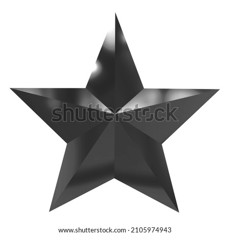 Black silver star isolated on white background with object clipping path.