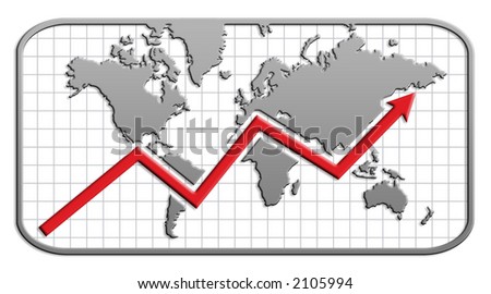 Graph of development with world map, illustration