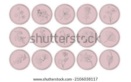 
Set of flowers and leaves for icon covers freehand drawing. Isolate on a white background. Vector illustration.