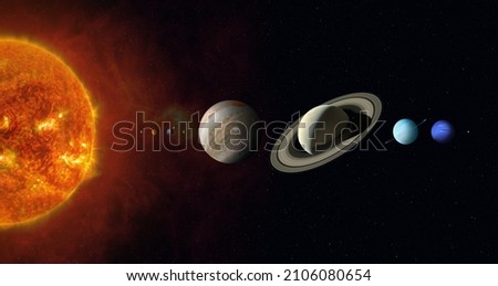 Sun and Solar System planets. Mercury, Venus, Earth, Mars, Jupiter, Saturn, Uranus, Neptune, Pluto and Sun. Parade of planets. High resolution images. Elements of this image furnished by NASA. Royalty-Free Stock Photo #2106080654