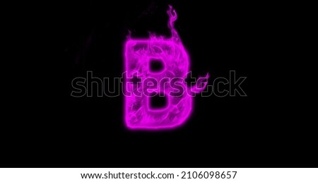 Pink fire letter isolated on black background,pink fire font,pink blaze