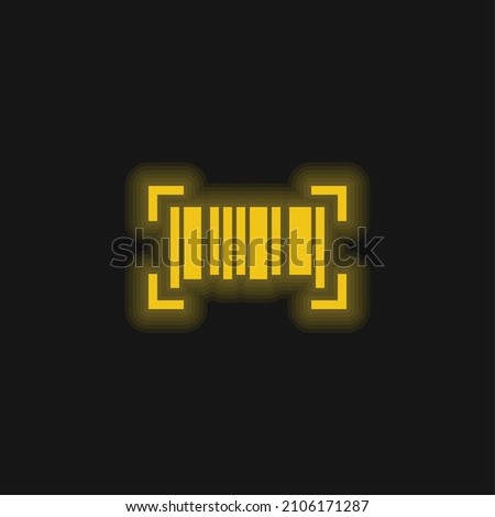 Barcode yellow glowing neon icon