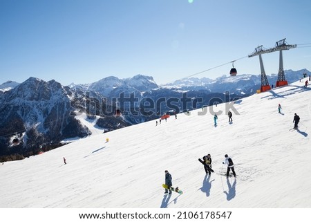Dolomites, Italy. Kronplatz (Plan de Corones), Puster Valley, Mountain ski. Royalty-Free Stock Photo #2106178547