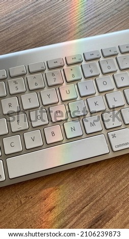 Close up of aluminum desktop computer keyboard of a modern laptop