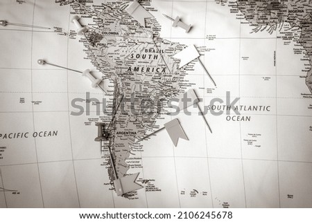 South America map travel background texture
