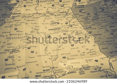 Alabama State on map travel background