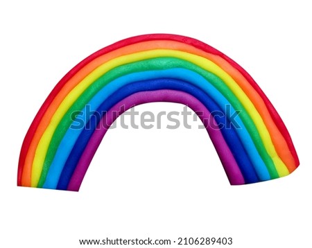 Cute clay rainbow white background. Clipping path.