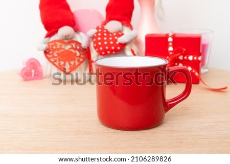mock-up red cup and  Gnomes for Valentines Day home decoration