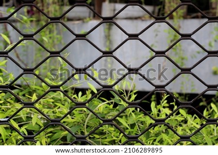 close up texture of iron garden fence.