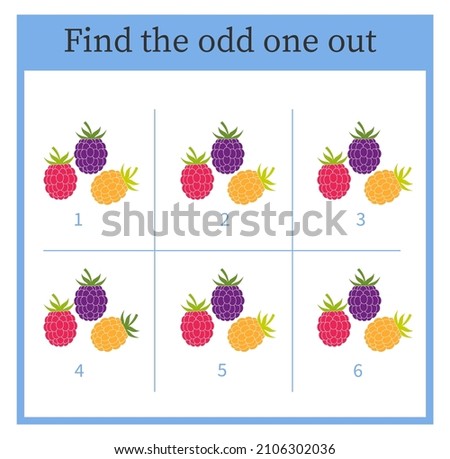 Find the odd one out. Visual logic puzzle for children. Vector illustration.  Royalty-Free Stock Photo #2106302036